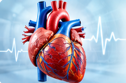 Heart illustration with an electrocardiogram trace