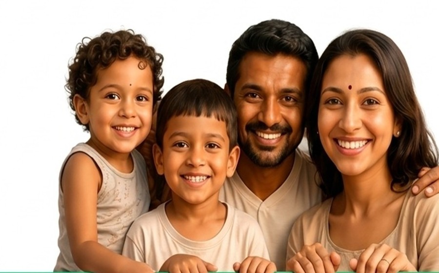 Smiling family pictured for the Platinum Health Check